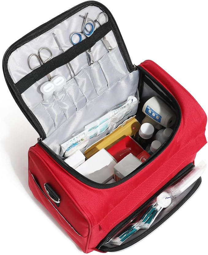 Empty Red First Responder Bag On Call Trauma Bag EMT First Aid Carrier - Image 4