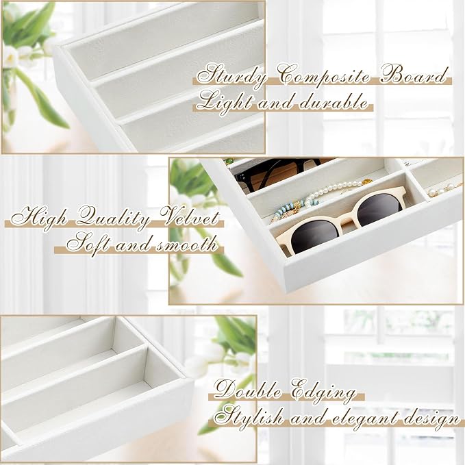 Amylove 2 Pcs Sunglass Organizer Trays Glasses Stackable Jewelry Trays Sunglass - Image 3