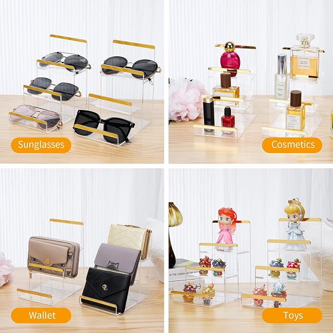 2 Pack 3-Tier Purse Display Stands, Acrylic Wallet Holder Risers Stand - Image 7