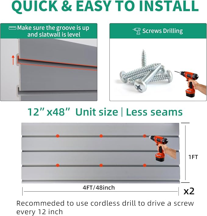 Slat Wall Paneling Garage Slat Wall Storage Systems, Slatwall Panels 4x2 ft PVC - Image 2