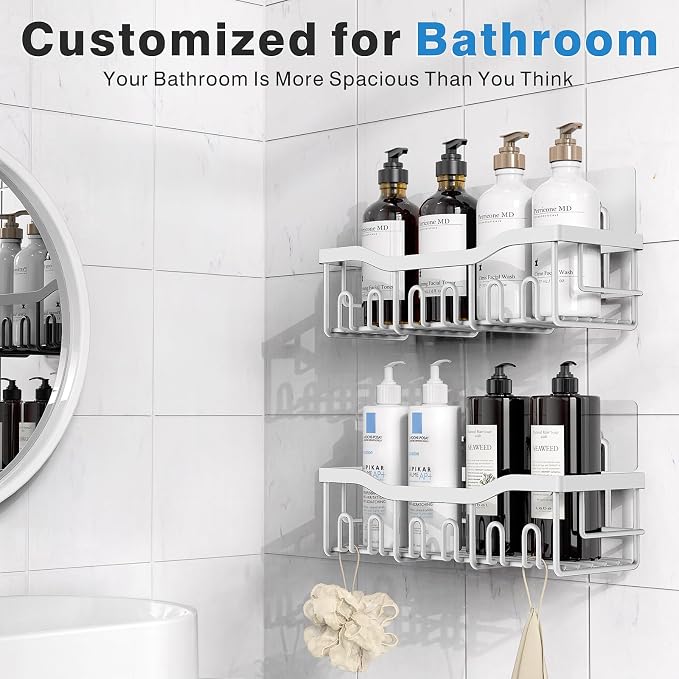 Shower Caddy 2 Pack, Adhesive Shower Organizer - Image 2