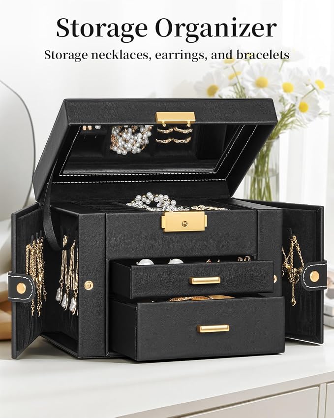 TORIBIO Jewelry Box for Women, Leather Jewelry Organizer - Image 3