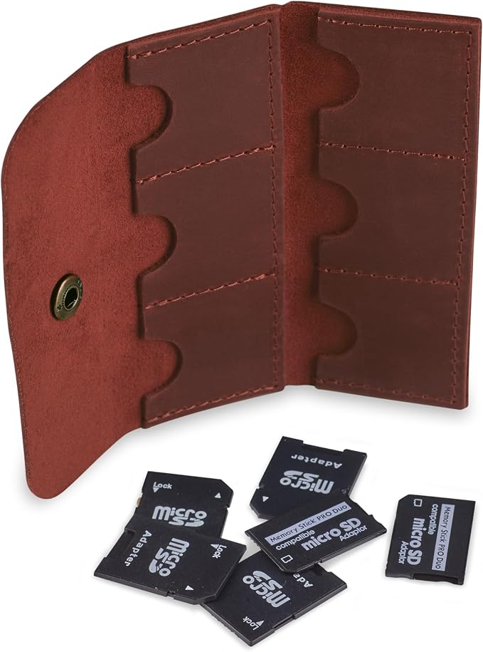 Cognac Leather SD Card Holder - Image 4