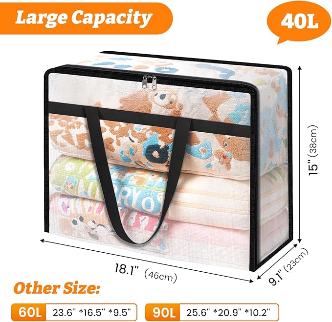 BlissTotes 8 Pack Clear Clothes Storage Bags, Moving Bags, Foldable Blanket - Image 2