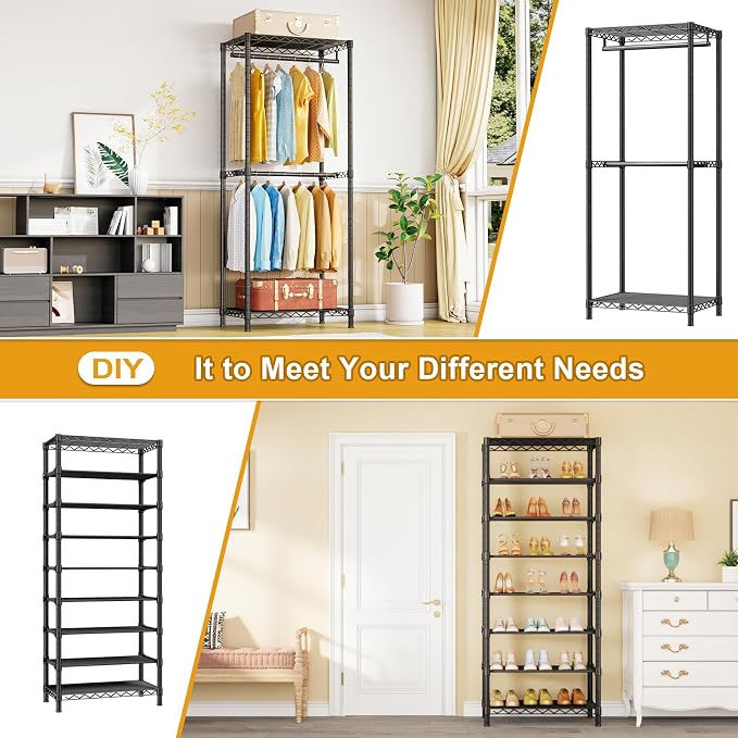 E16 Heavy Duty Clothing Rack（with 7-Tier Adjustable Shoe Rack） Freestanding - Image 6
