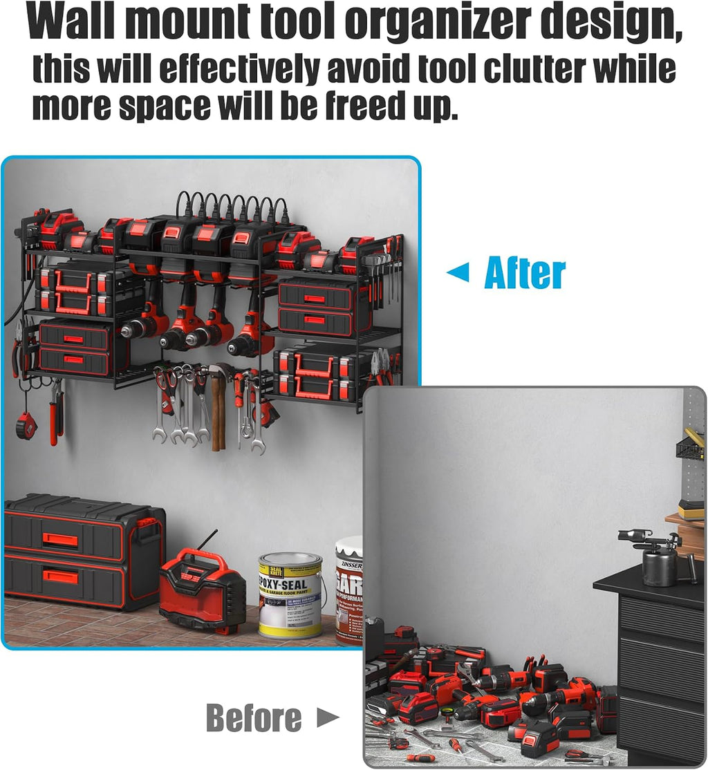 CCCEI Black Power Tool Organizer Wall Mount, Large Tools and Battery
