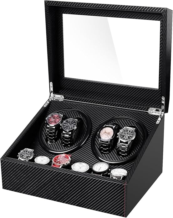 Watch Winder for Automatic Watches, Ultra Quiet Motor, 4 Automatic Watches and by LALAHOO