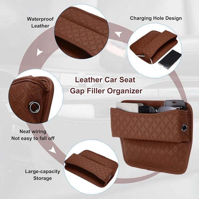 HARFINGTON Car Seat Gap Filler Organizer 11.5 x 8 x 2.1 Inch Leather Universal - Image 3