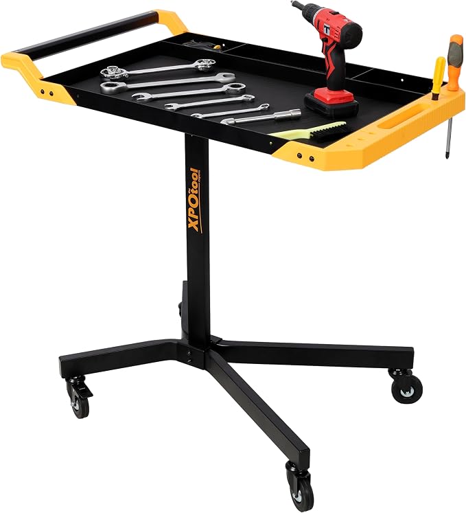Adjustable Height Mobile Work Table, Rolling Tool Cart – Heavy-Duty Steel by JOYBASE