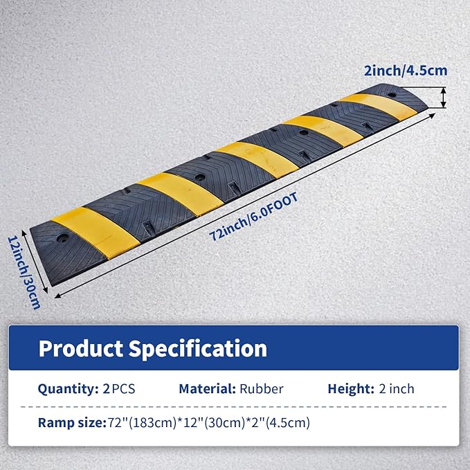 BESEA 6Feet Rubber Speed Bump, Road Parking, Parking Lot - Image 2