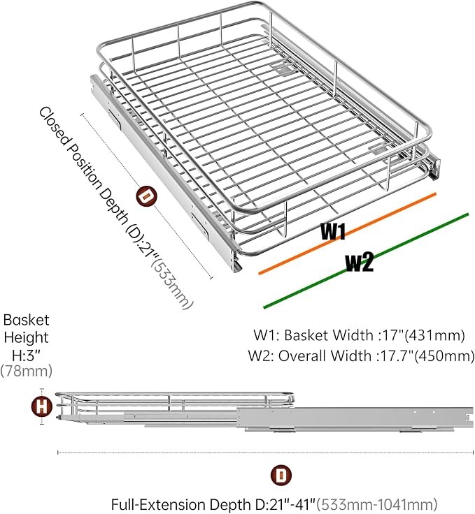 Cabinet Pull Out Shelves, Heavy-Duty Premium Collection Slide Out Shelves - Image 4
