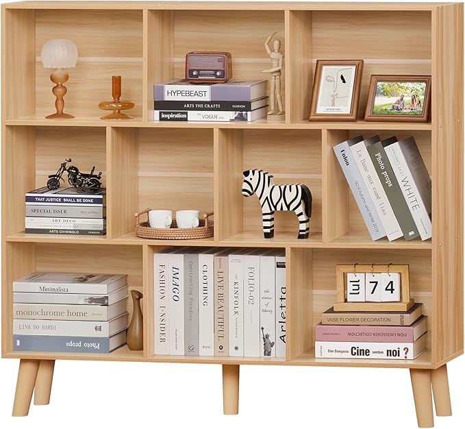 LEYAOYAO 10 Cube Bookshelf, 3 Tier Modern Wide Bookcase by LEYAOYAO-Findtheshiningpointofyourideallife%EF%BC%81