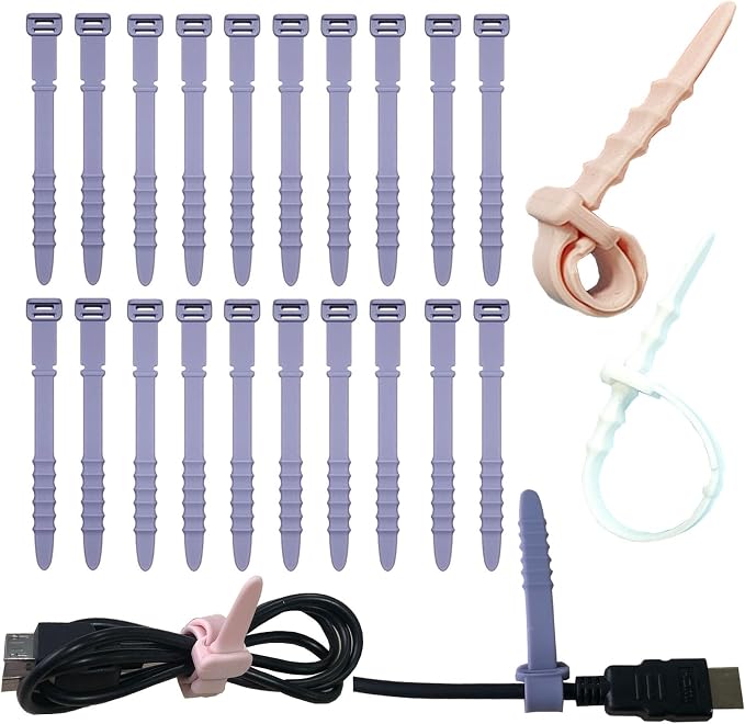 Reusable Silicone Zip Ties Cord Organizer: Silicone Cable Ties Straps by GELIAL