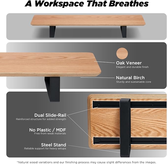 Moodular Wooden Monitor Stand 33.4” Desk Organizer - Image 3