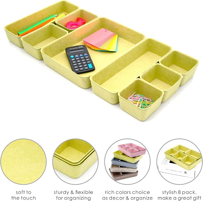 Welaxy Drawer organizers trays Felt storage bin home office Desk Minimalist - Image 5