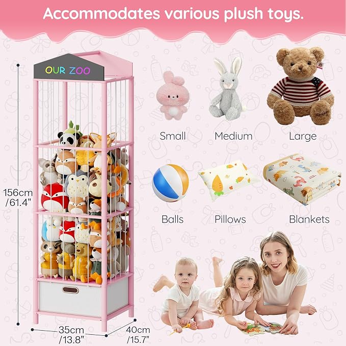 HOOBRO Stuffed Animal Storage & Organizer, Bamboo Stuffed Animal Holder - Image 5