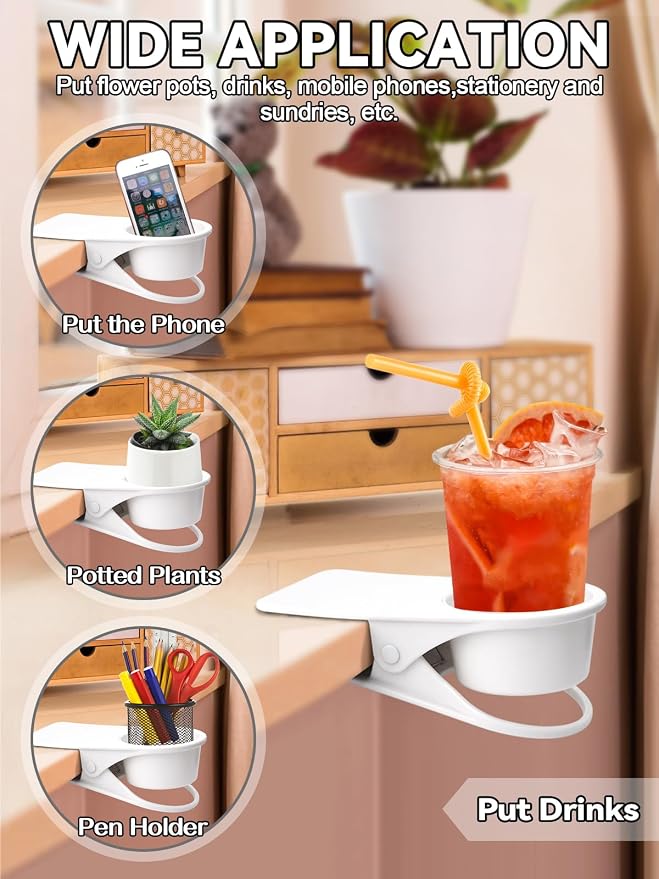 3PCS Drinking Cup Holder Clip, Kalolary Chair Desk Bottle Cup Stand DIY Glass - Image 6