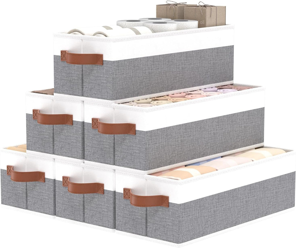 OUTBROS Foldable Drawer Organizers Gray/White, 15x6.1x5.1in, 6-Pack