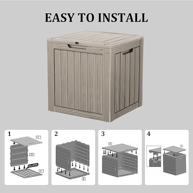 TARKARI 35 Gallon Lockable Resin Deck Box, Waterproof & UV-Resistant Outdoor - Image 6