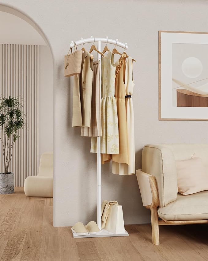 Arcuate Garment Rack, T-shaped Coat Tree Freestanding, Metal Coat Racks - Image 6