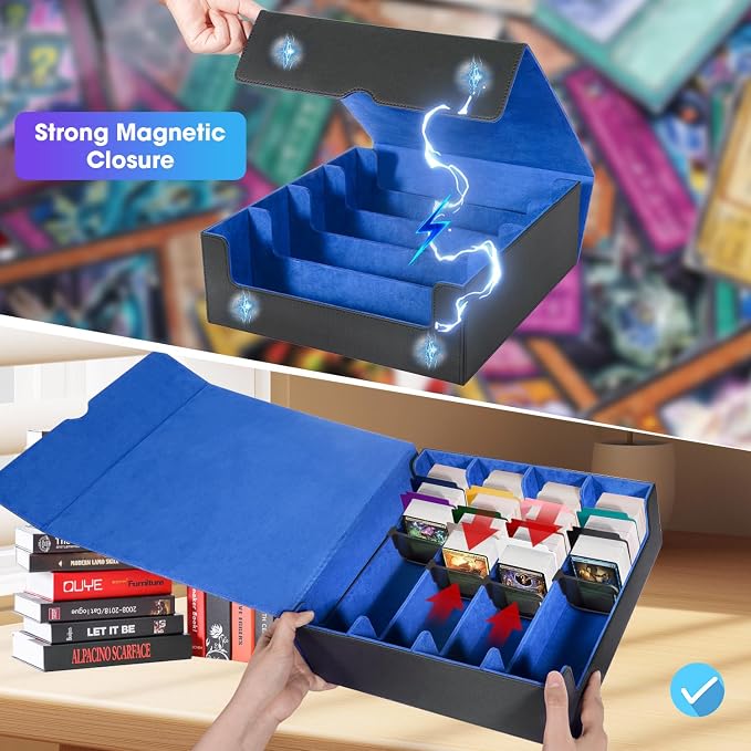 Card Organizer Box, 3000+Trading Card Storage Box, PU Leather Card Organizer Box - Image 4
