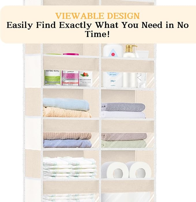 Over the Door Organizer 6 Tiers, Extra Large Behind Door Storage of 12 - Image 4