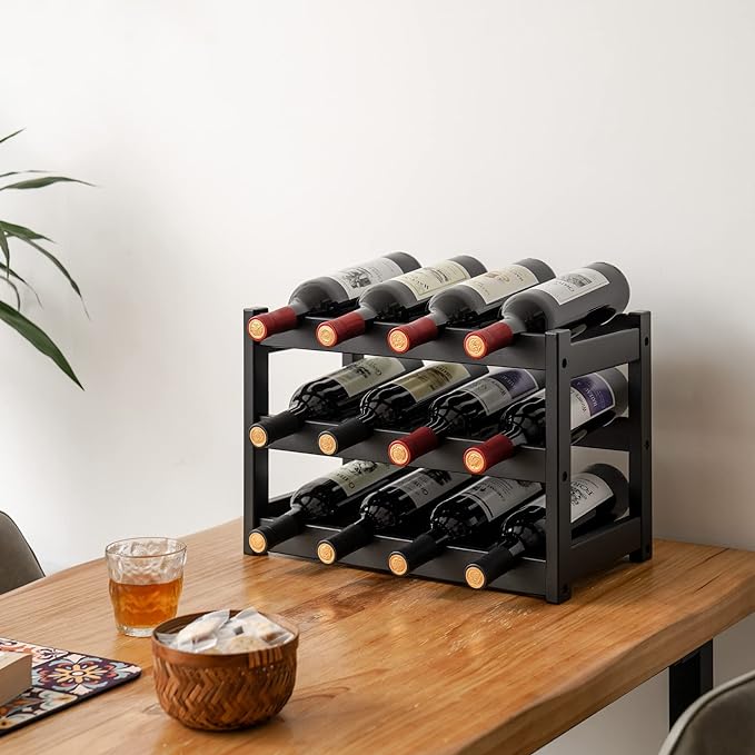 VASMIA Bamboo Wine Rack, Sturdy and Durable Wine Storage Cabinet Shelf - Image 2