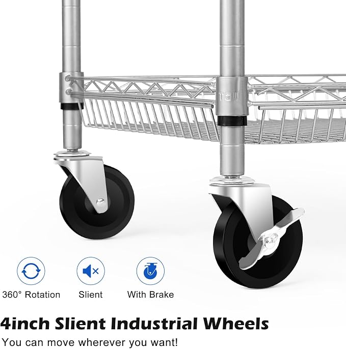 WDT 2 Tier Heavy Duty Utility Cart, NSF Rolling Carts - Image 5