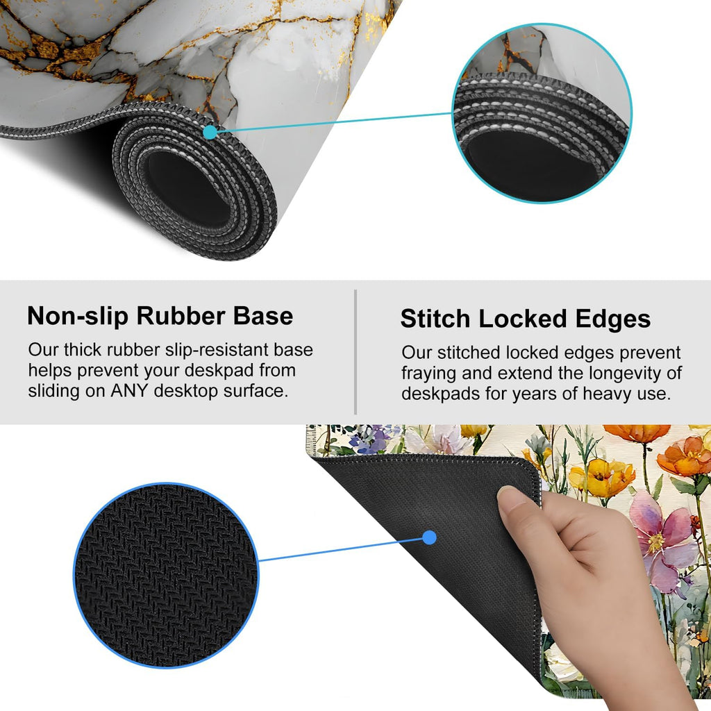White Marble Mouse Pad – Large Extended Desk Mat 35.43 x 15.75 in