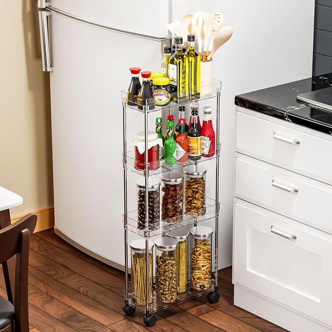 Yieach Clear 3 Tier Slim Rolling Storage Cart - Image 7