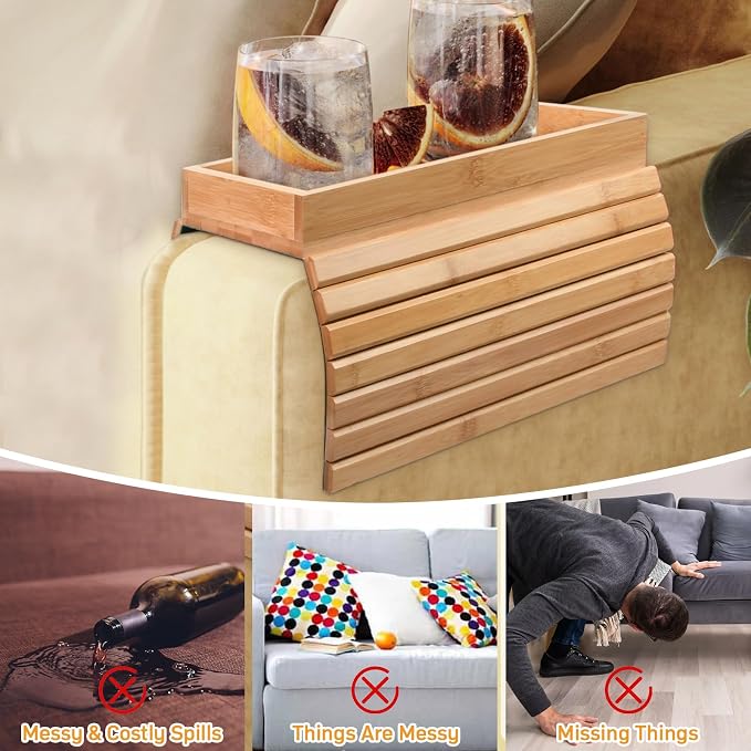 Couch Armrest Table, Bamboo Couch Cup Holder, Couch Cup Holder Tray, Sofa Arm - Image 5