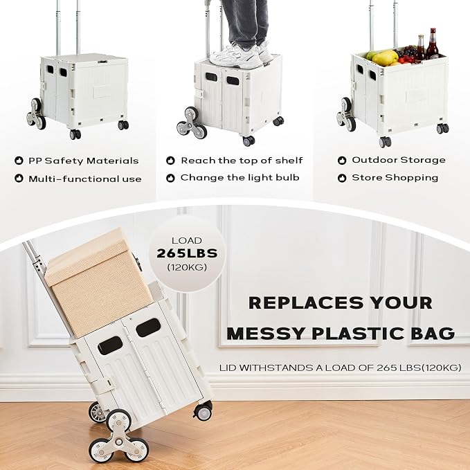 Utility Cart Foldable Shopping Cart Book Storage Cart, - Image 6