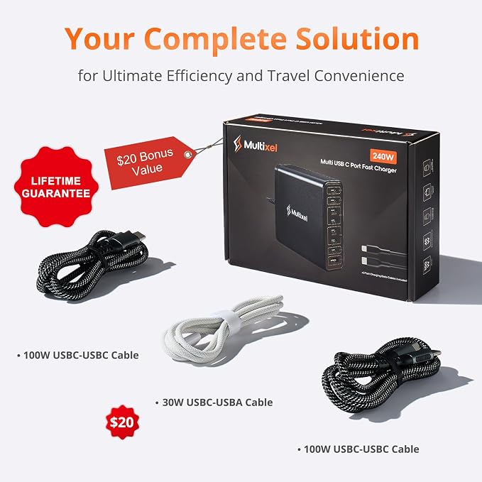 Upgraded 240W 8 Ports GaN Charger, USB Charging Hub, USB-C Charging Hub - Image 3