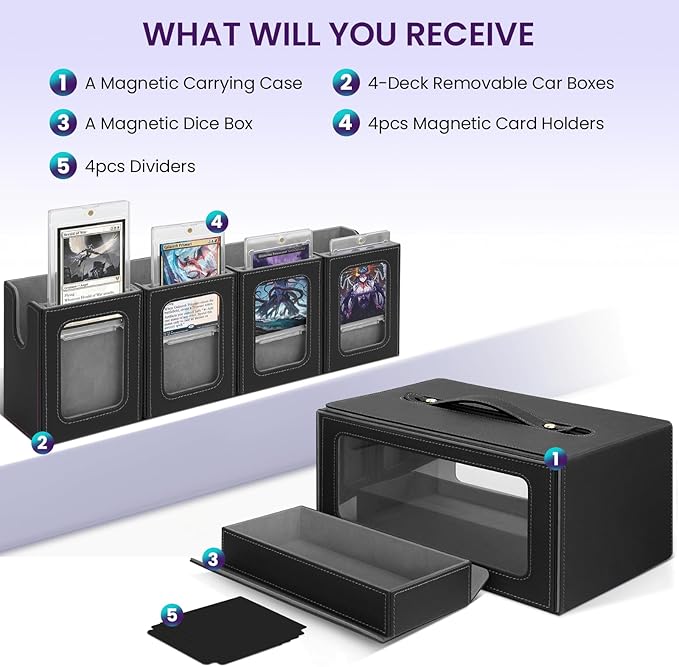 Trading Card Storage Box with Commander Display, Holds 400+ Double-Sleeved Cards - Image 6