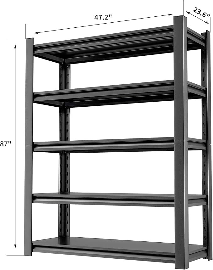 5-Tier Heavy Duty Steel Garage Shelving Unit, Adjustable Metal Utility Shelves - Image 3
