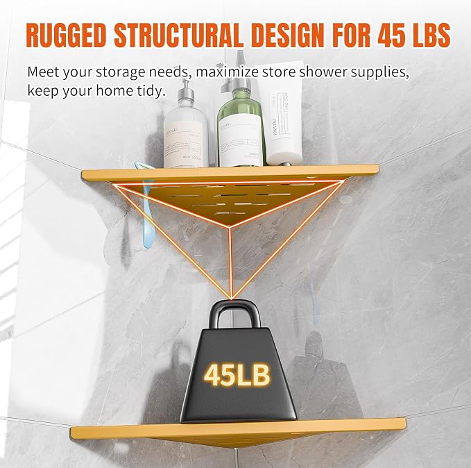 Shower Corner Shelf with Razor Hole, Modern Style Shower Caddy, Sturdy 304 - Image 6