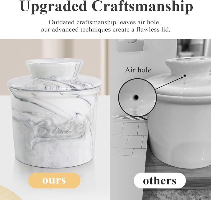 Butter Crock for Counter with Water, French Butter Keeper for Spreadable Butter - Image 3