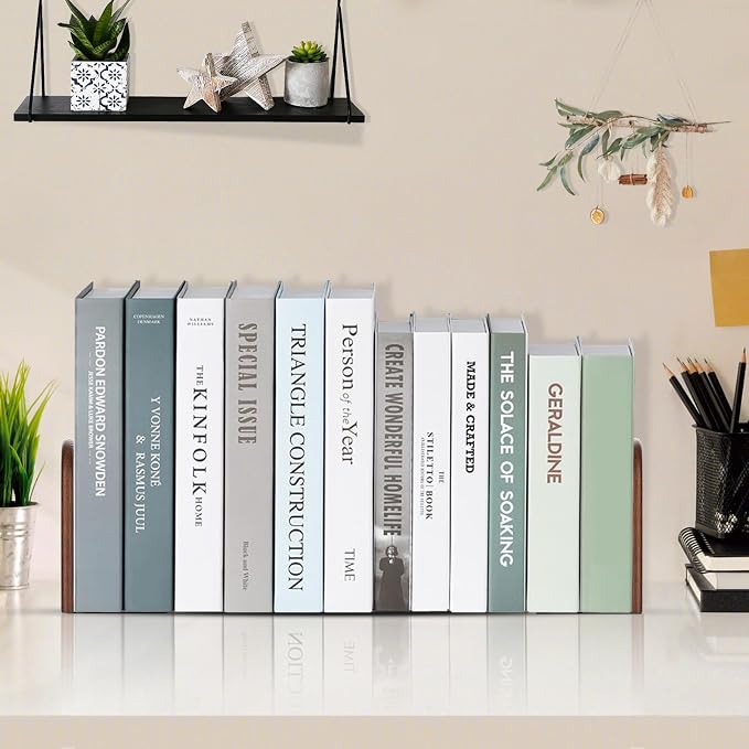Book Ends, Large Sturdy Wooden Bookends - Image 9