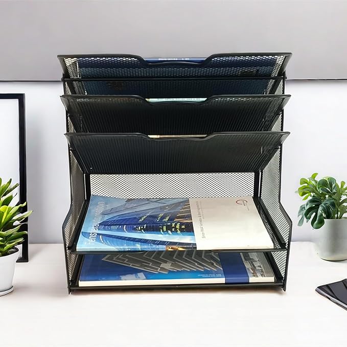5-Tier Metal Desk Organizer, Office Desk Paper Organizer - Image 6
