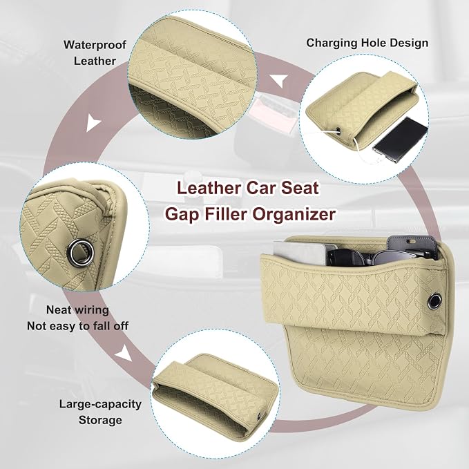 HARFINGTON 2pcs Car Seat Gap Filler Organizer 11.5 x 8 x 2.1 Inch Leather - Image 3