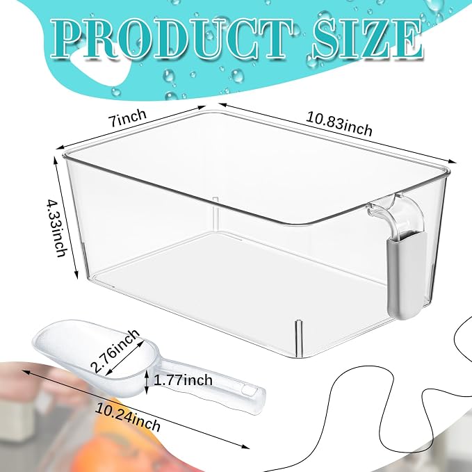 Havawish 1 Set Ice Bin and Flexible Scoop Set Plastic Freezer Ice Bin - Image 2