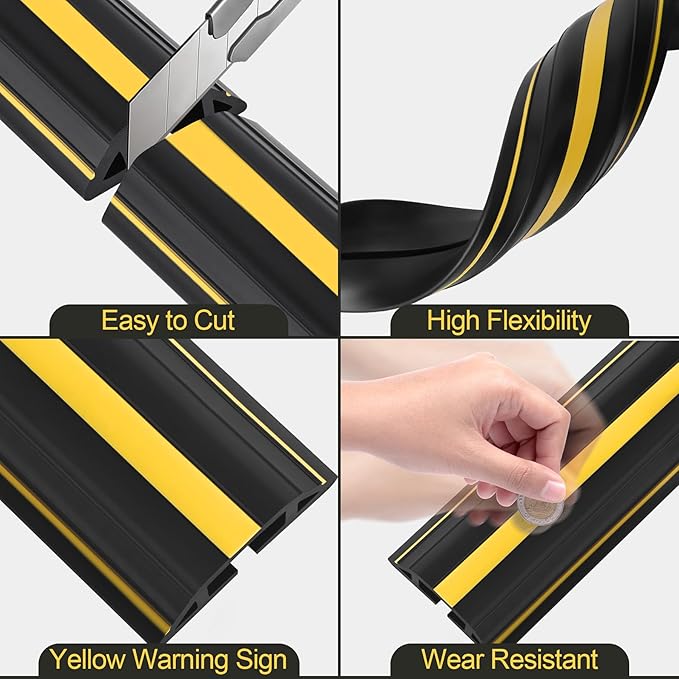 MYFAMIREA 4FT Floor Cord Cover Heavy Duty Cable Cover Protector - Image 4