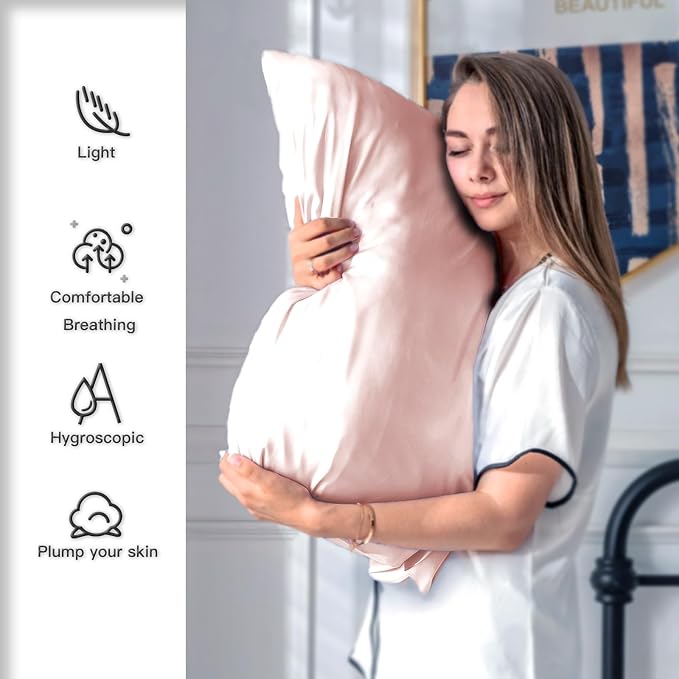 Silk Pillow Cases 2 Pack Soft Breathable and Sliky Standard Size Pillow Cases - Image 3