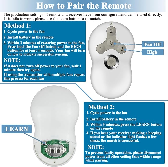 Universal Ceiling Fan Remote Control Kit, Replacement - Image 4