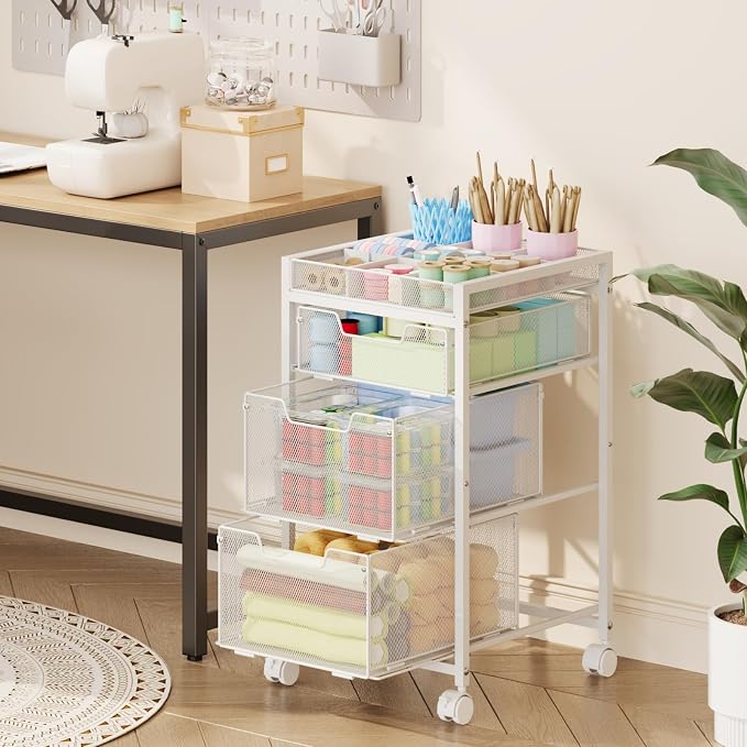 Rolling Utility Cart with 3 Drawers, Craft Organizer and Storage with DIY - Image 6