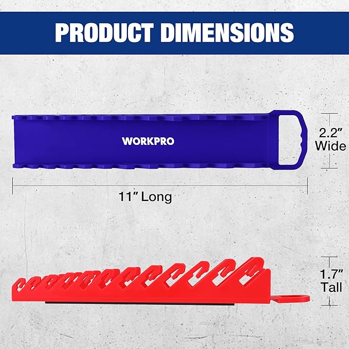 WORKPRO 2-Pack Magnetic Wrench Organizer, 12-Piece Gripper Wrench Holder - Image 2