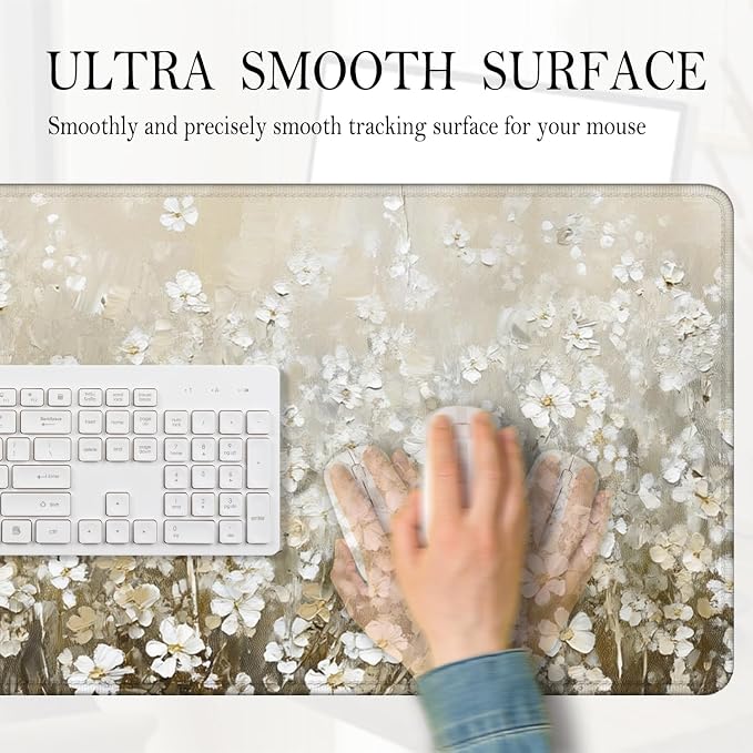 Vintage Watercolor Floral Large Mouse Pad 31.5x15.7inch, Retro Cottagecore - Image 4