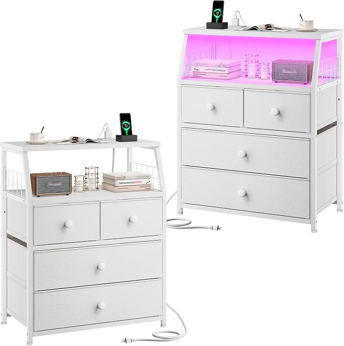 EnHomee 21.8" W White Nightstand Set of 2, Night Stand by EnHomee