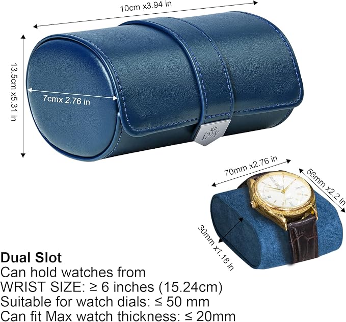 DUKWIN Watch Roll for 2 Watches, Vegan Leather Travel Watch Case Organizer - Image 2