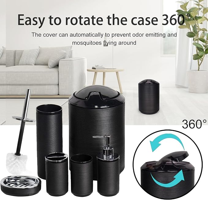 CERBIOR Bathroom Accessories Set 6 Piece Bath Ensemble Includes Soap Dispenser - Image 5